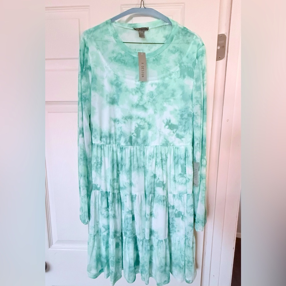 Nordstrom purchased Sage Green and White Tie-Dye Babydoll Dress